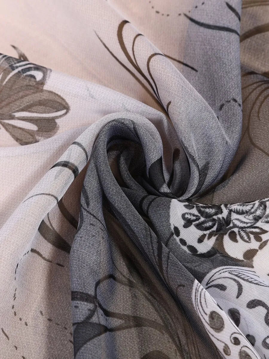 1pc Floral Print Chiffon Scarf Elegant Women Scarf Accessories for Valentine's Day