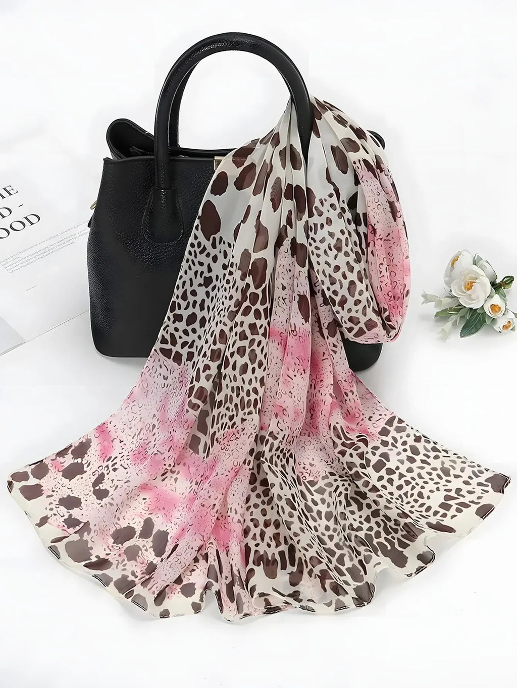 1pc Fashion Women's Floral Print Chiffon Scarf, Lightweight & Versatile Daily Wear, Spring Season